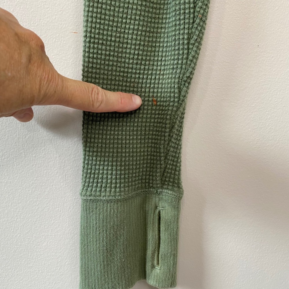 OFFLINE by Aerie XL Olive Green Waffle Knit Cropped Long Sleeve Top Thumbhole - Picture 7 of 8